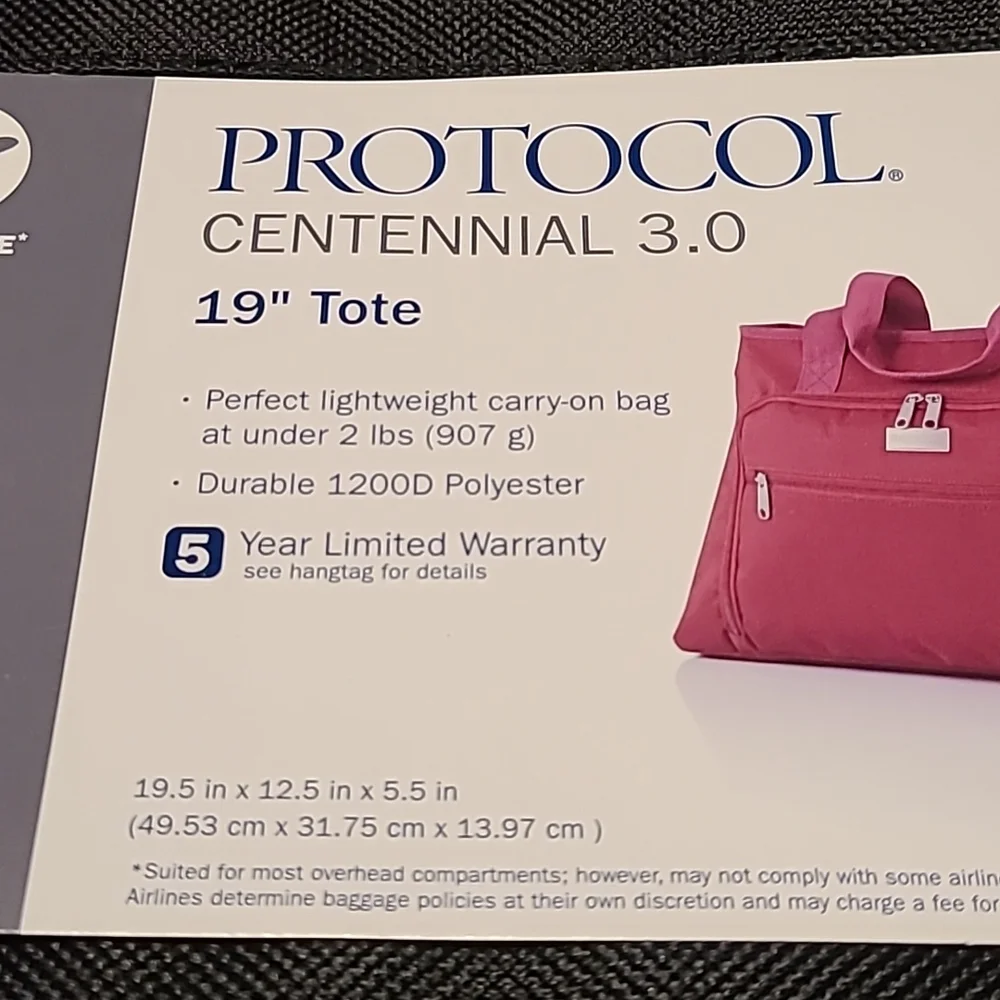 PROTOCOL BRAND 19" BLACK TOTE CARRY ON COMPUTER LAPTOP BAG - Picture 4 of 11